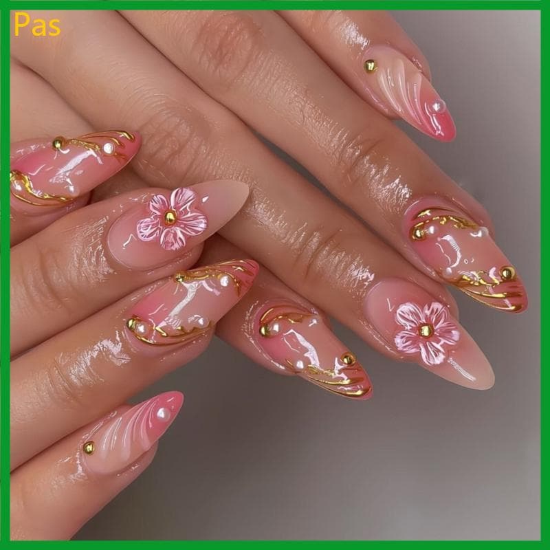 Press On Unhas Artificiais Flores Aquarela ABS Salão Manicure Qualidade Para Uso Diário