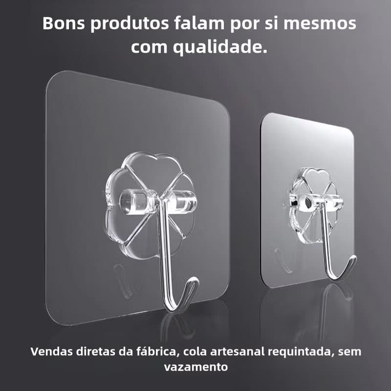 2/5/10/20 Gancho Adesivo Parede Multifuncional Transparente Autocolante Metálico Premium