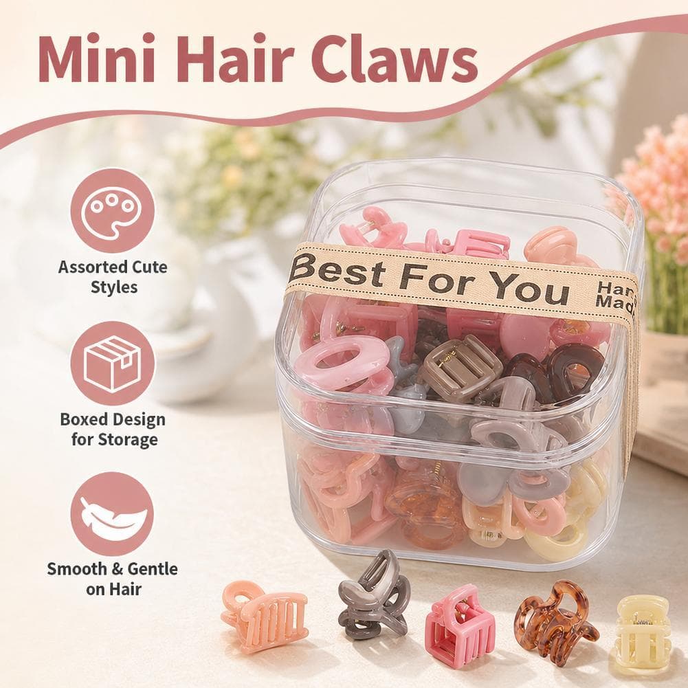Caixa De Mini Grampos De Garra De Cabelo Plástico Forte Segurar Para Mulheres Meninas Estilo Rápido Sem G4p7