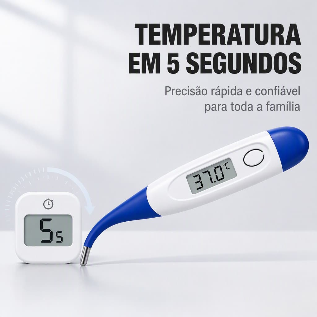 Termômetro Digital Flexível LCD Rápido e Preciso Adulto Infantil Medição Corporal Febre