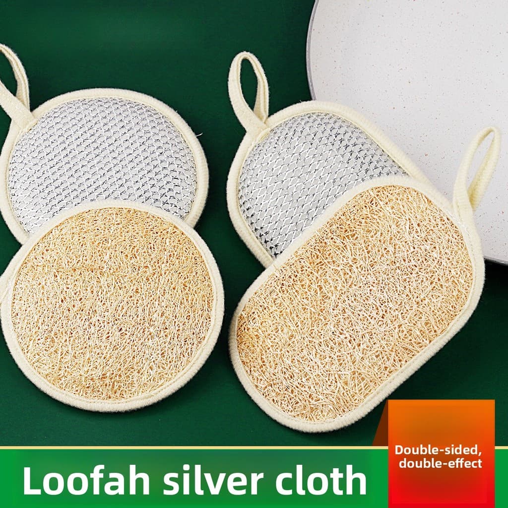 Loofah prata pano de seda bucha lavar louça esfregão cozinha pano de lavar louça doméstico pote escovação ferramenta úti