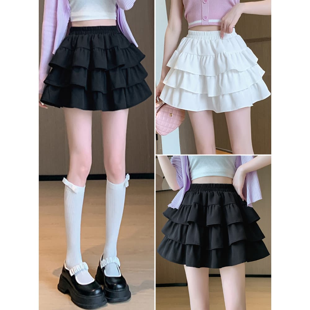 Saia Puff meio comprimento outono inverno feminino 2026 novo estilo bolo saia curta A linha saia cintura alta metade S