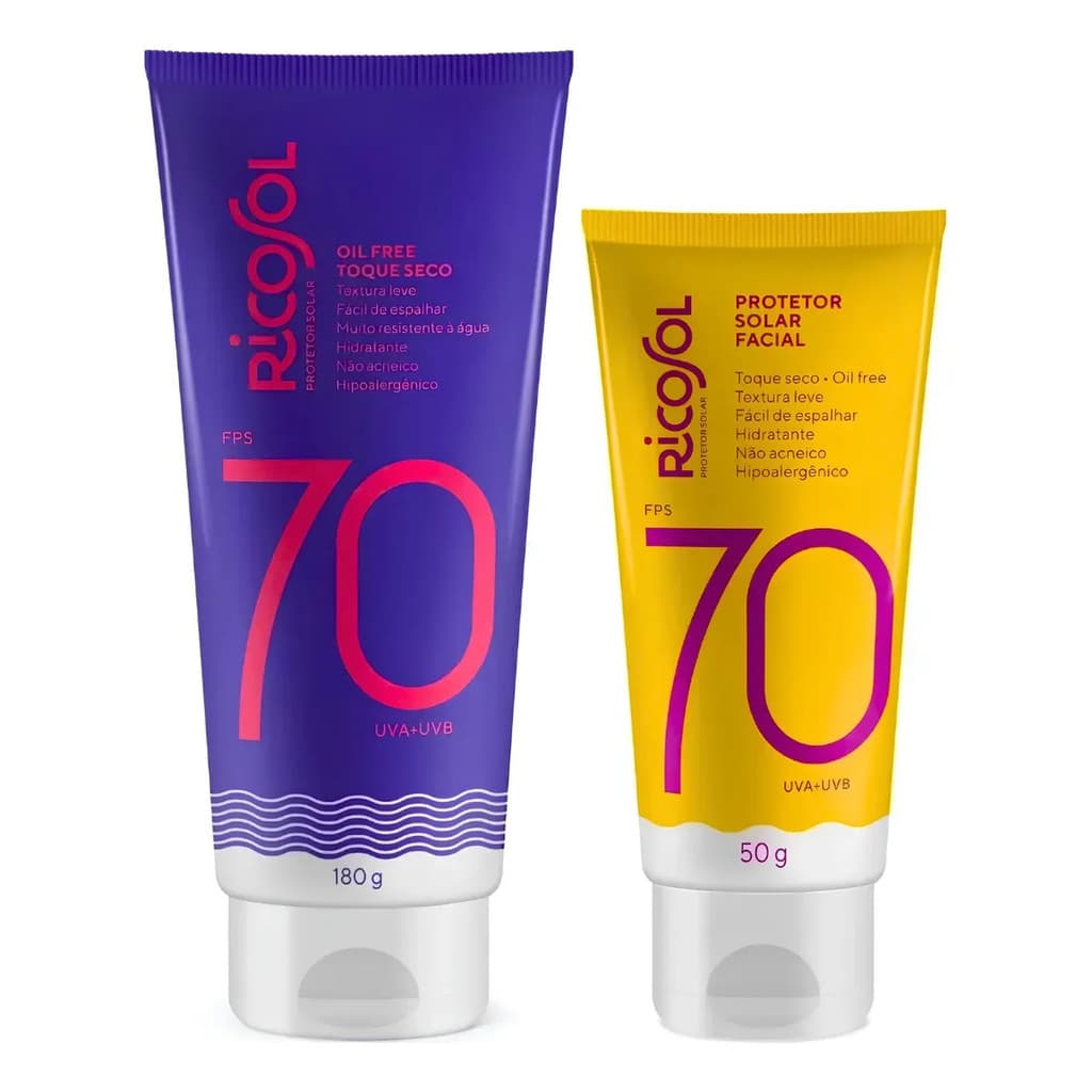 Protetor Solar Corporal E Facial Fps 70 Ricosol Toque Seco