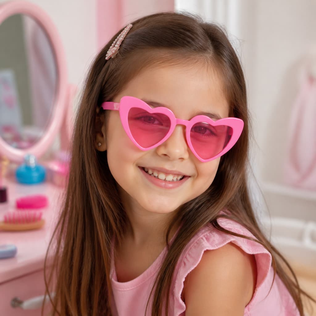 Óculos de Sol Infantil Fashion Coração para Fotos e Passeios