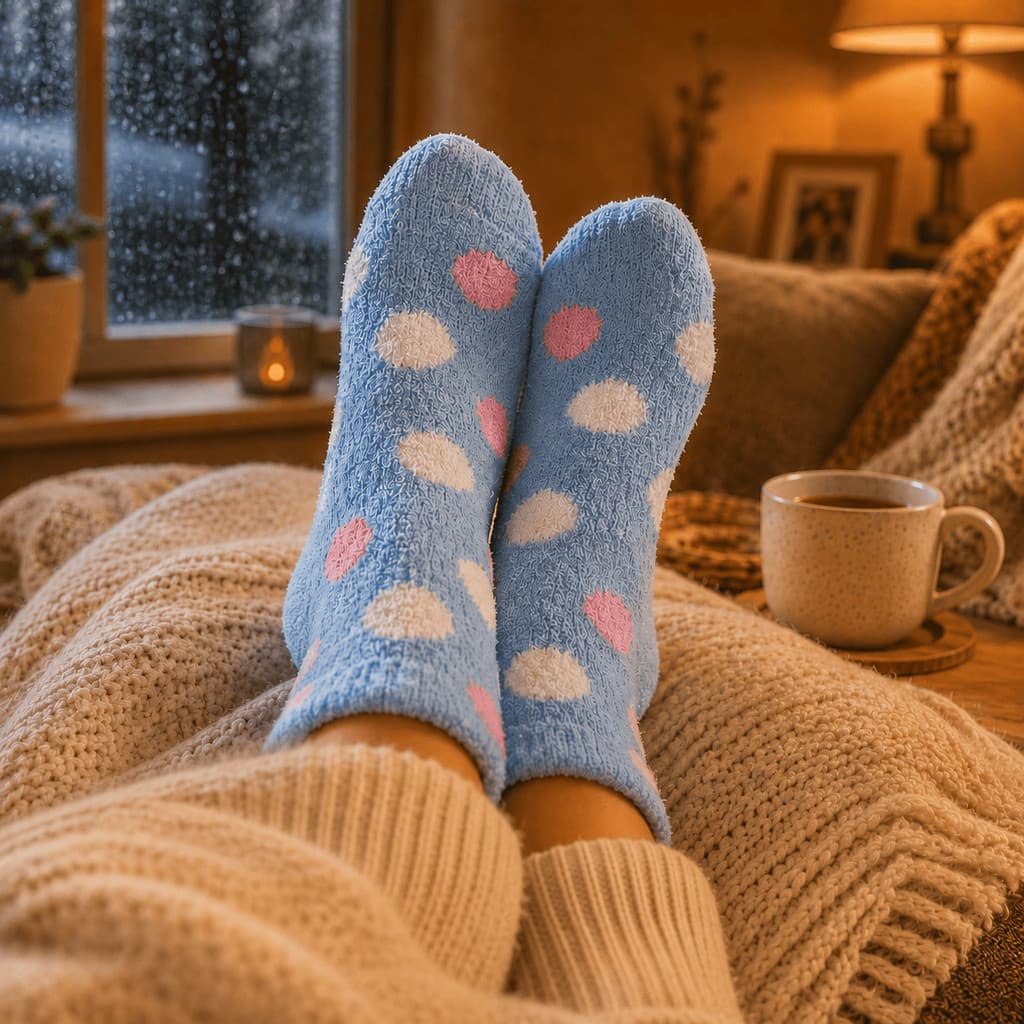 Meia De Inverno Feminina Felpuda Grossa Quentinha Térmica Plush Listrada Colorida Confortável Frio