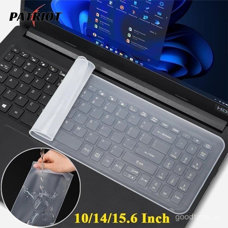 Película Protetora Universal para Teclado de Laptop de 1014/15,6 polegadas, Ultra-fina, de Silicone e Impermeável