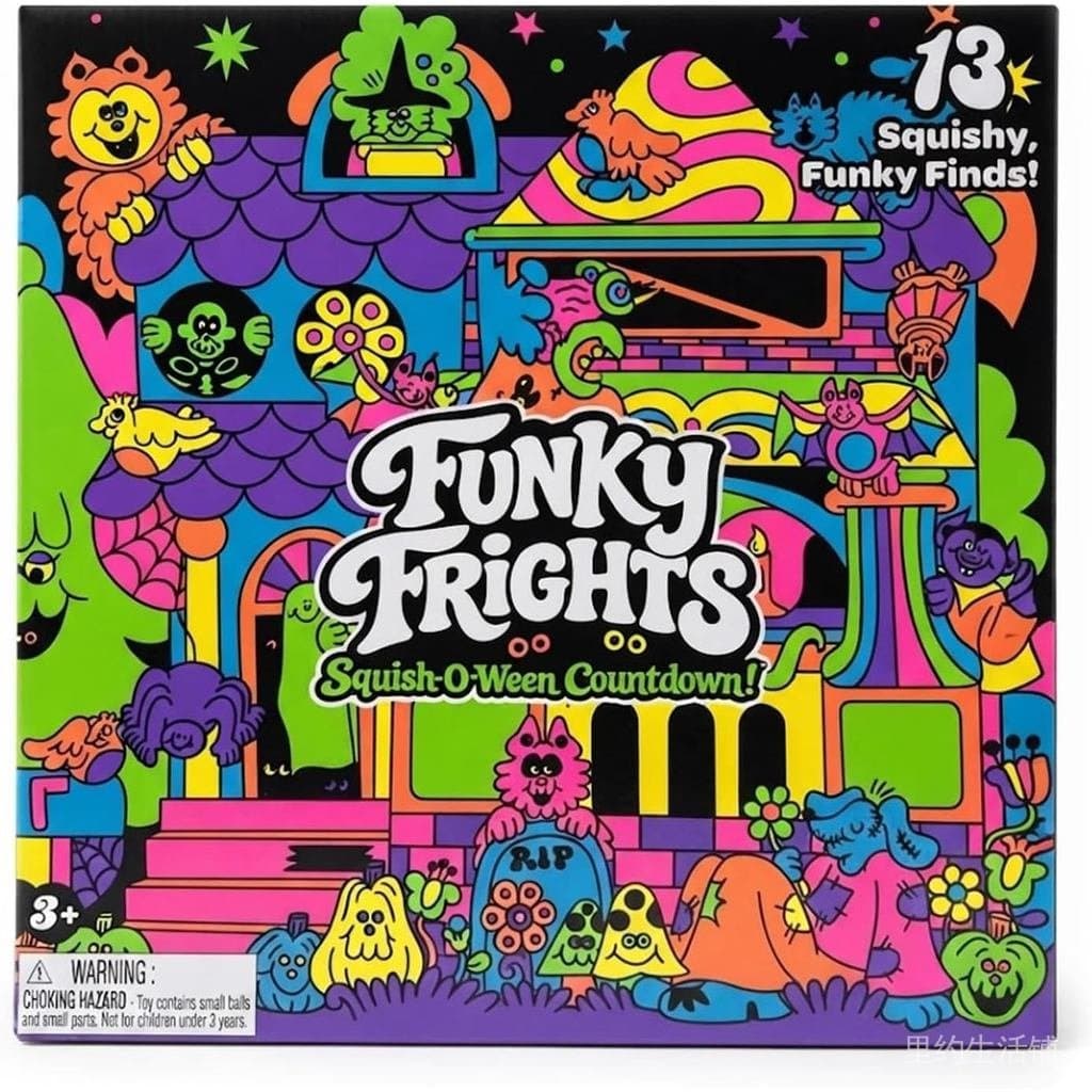 Calendário do Advento de Halloween Funky Frights 13 Dias, Caixa de Presentes com Brinquedos Assustadores e Macios de Ele