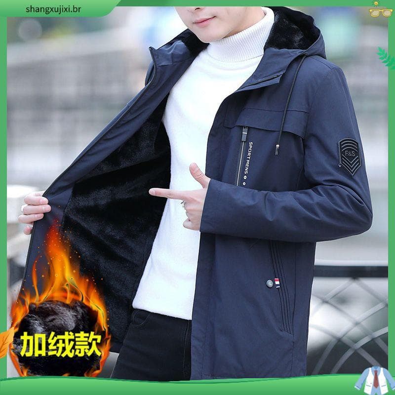 Primavera outono inverno jaqueta masculina jaqueta Casual roupas masculinas forro de lã engrossado jaqueta à prova de ve