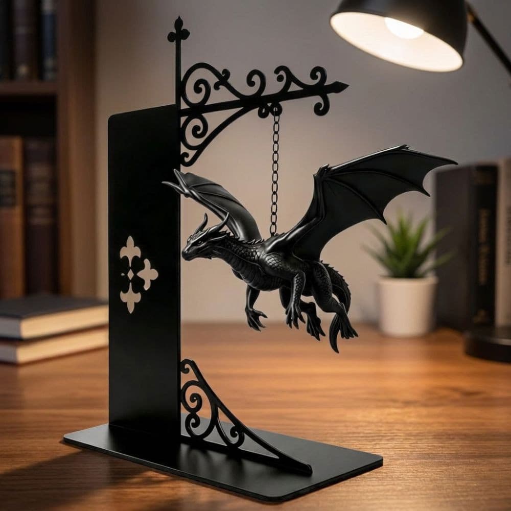 Lâmpada De Estante De Dragão , Luz Noturna Voador Gótico Fantasia LED Quente Estilo Retrô Para Livros