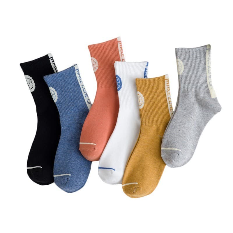 Datang meias D358 na moda carta meias de corte médio masculino feminino meias rua Hip-Hop novos produtos pilha meias