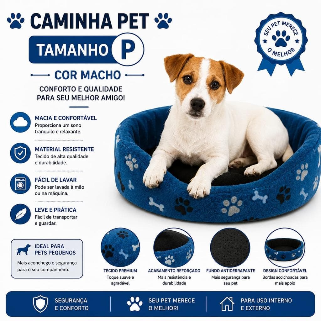 CAMA PET TAMANHO P - COR MACHO