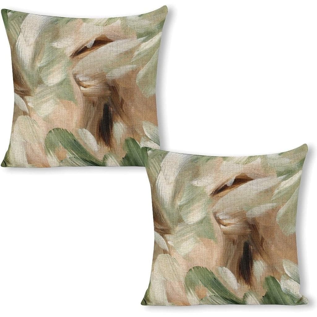 Capas de Almofada Decorativas em Verde Sálvia e Marrom 18X18, Conjunto de 2 Capas de Almofada, Capas Modernas para Sofá,