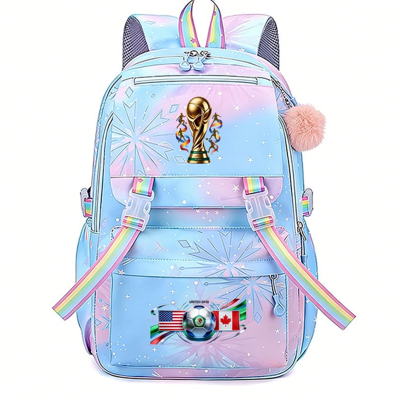 Mochila Escolar Impermeável de Grande Capacidade para o Mundial de 2026, Estilo Céu Estrelado, para Alunos do Ensino Fun