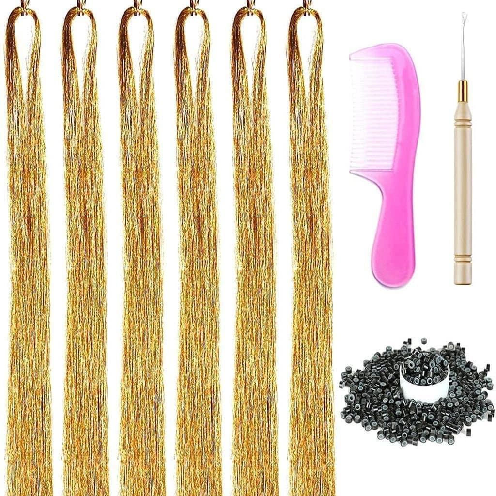 6 pacotes de extensões de cabelo de 43 polegadas, acompanham um kit de ferramentas, 1200 extensões de cabelo CWIE KJNW