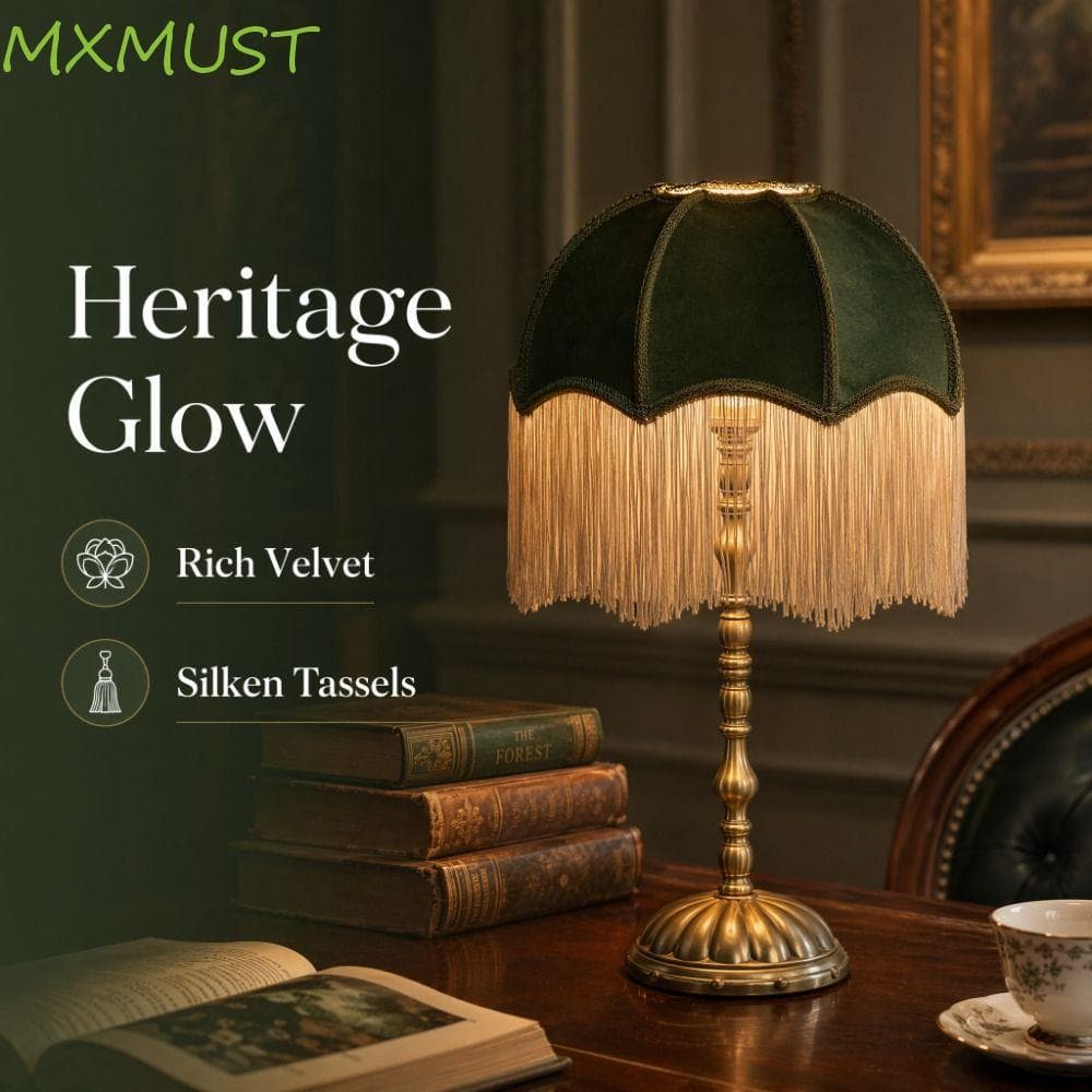 Abajur De Tecido MXMUST , E27 Com Borlas De Estilo Europeu Vintage Retrô Sensação Premium