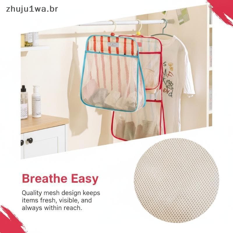 1Pc Pendurado Malha Bolsa De Armazenamento Grande Capacidade Suave Espaço Economia Organizador Para Roupa Interior Casa