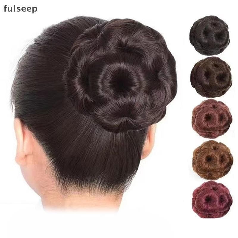 [fulseep] Coque De Cabelo Sintético Nove Flores Bud Peruca Saco Grampos Para Mulheres Rabo De Cavalo Garra Clipe Realist