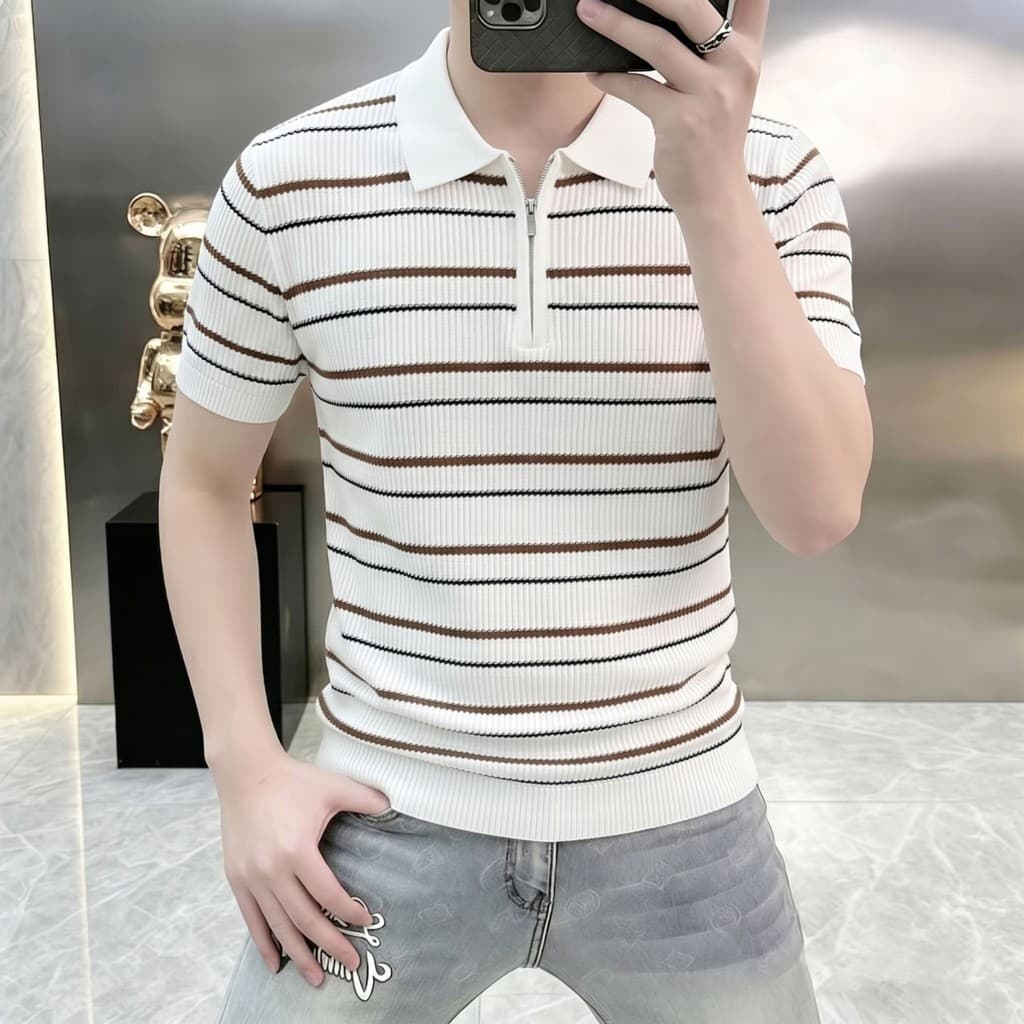 Roupas masculinas de seda gelo malha estilo dinheiro antigo camisa polo masculina topo verão lapela camisa polo Casual c