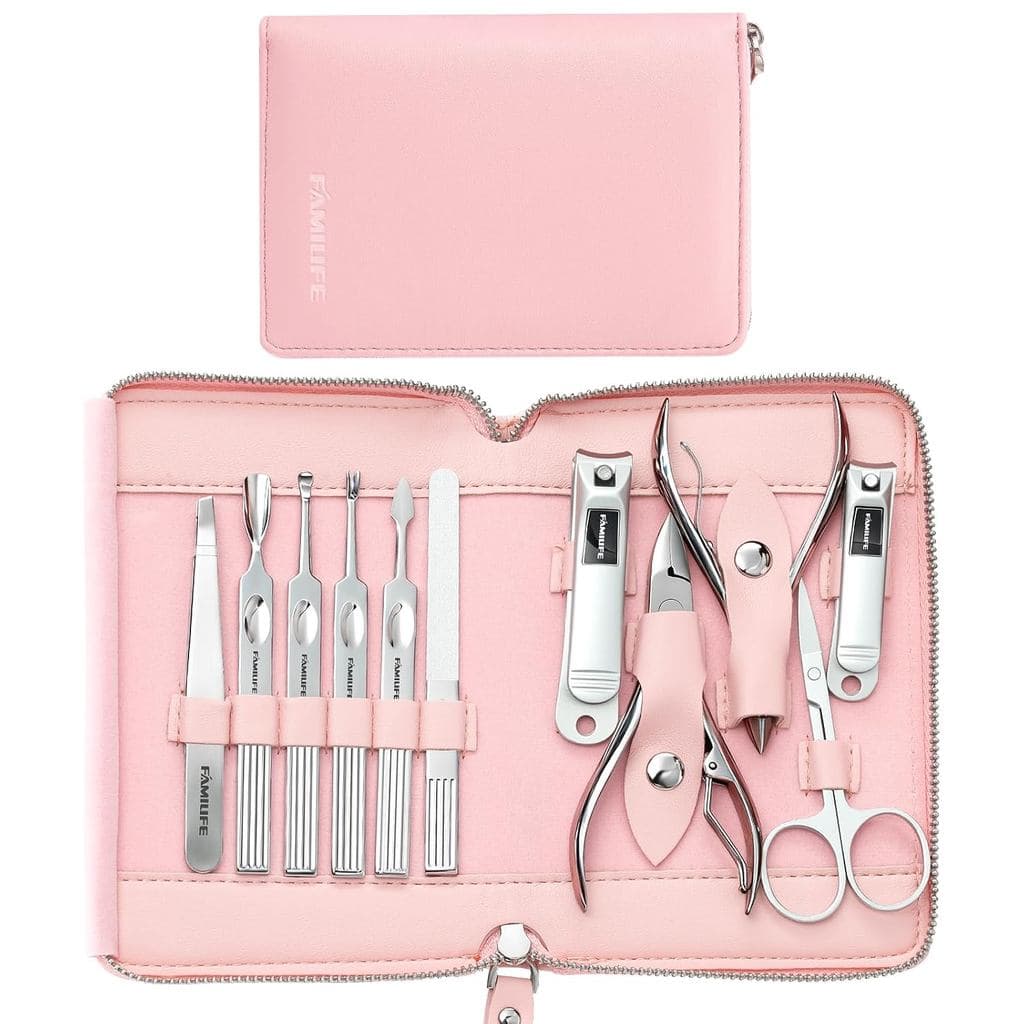 Conjunto de Manicure FAMILIFE, Kit Profissional de Manicure - 11 Peças, Presentes para Ela, Cortadores de Unhas para Mul