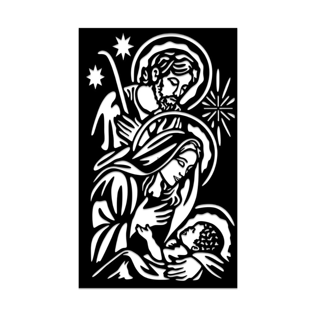 Quadro Decorativo Natal MDF Sagrada Família Para Decoração Religiosa