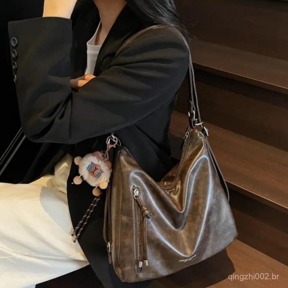 Mochila tote vintage de grande capacidade para mulheres, bolsa de mão e transversal de uso diário para primavera e outon