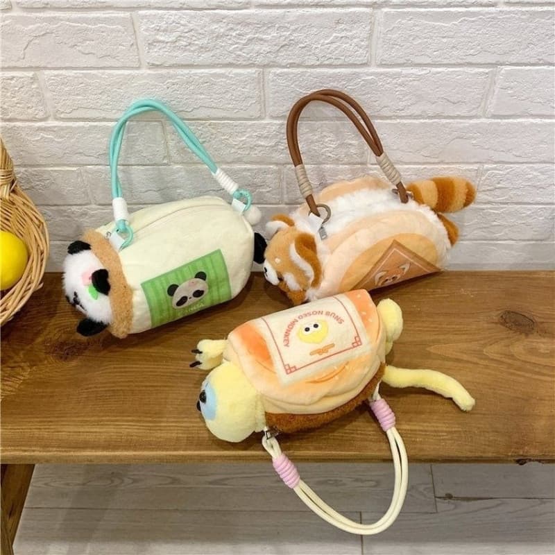 Bolsa de Mão de Pelúcia de Panda Pequeno, Fofa e Adorável, Bolsa Transversal de Guaxinim Pequeno, Alto Valor Estético, B