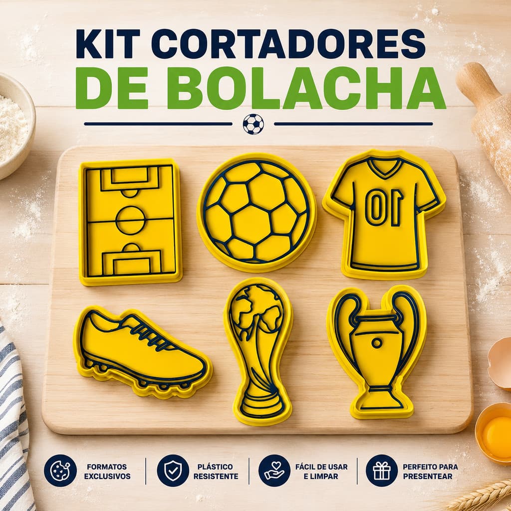 Kit 5 Cortador De Biscoito Infantil Futebol 5cm Cortador de Bolacha Massinha