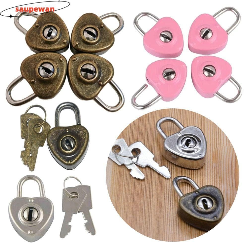 SAUPEWAN 1 Conjunto De Fechadura Com Chave De Segurança , Cadeados Arqueados Para Bagagem Em Formato De Coração , Mini L