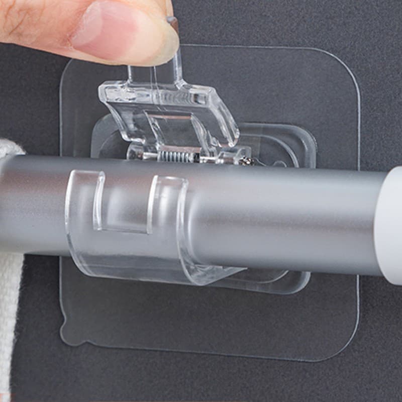 Suporte fixo para varão de cortina, gancho transparente para varão de cortina montado na parede sem furos, suporte adesi