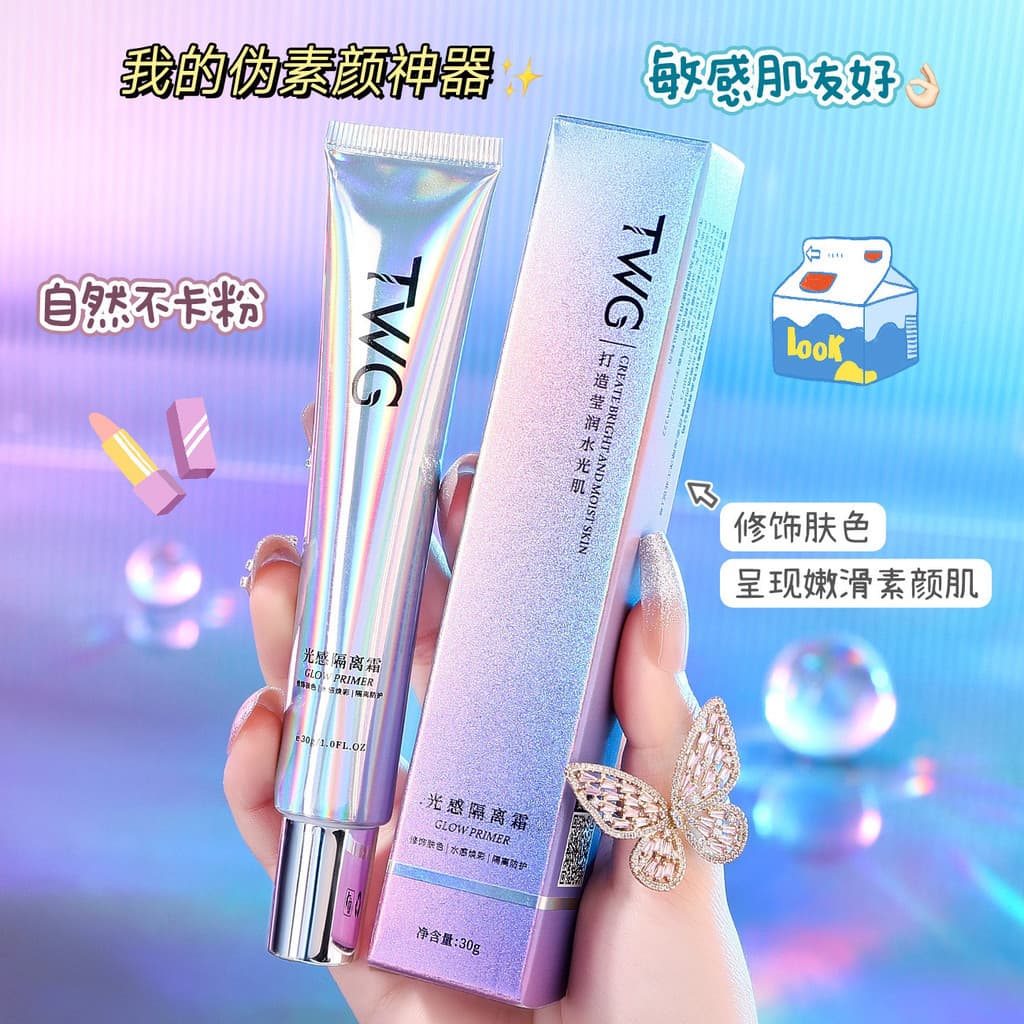 TWG Light Sensation Base Creme Maquiagem Primer Corretivo Poros Delicados Hidratante Iluminador Maquiagem Primer Base Cr