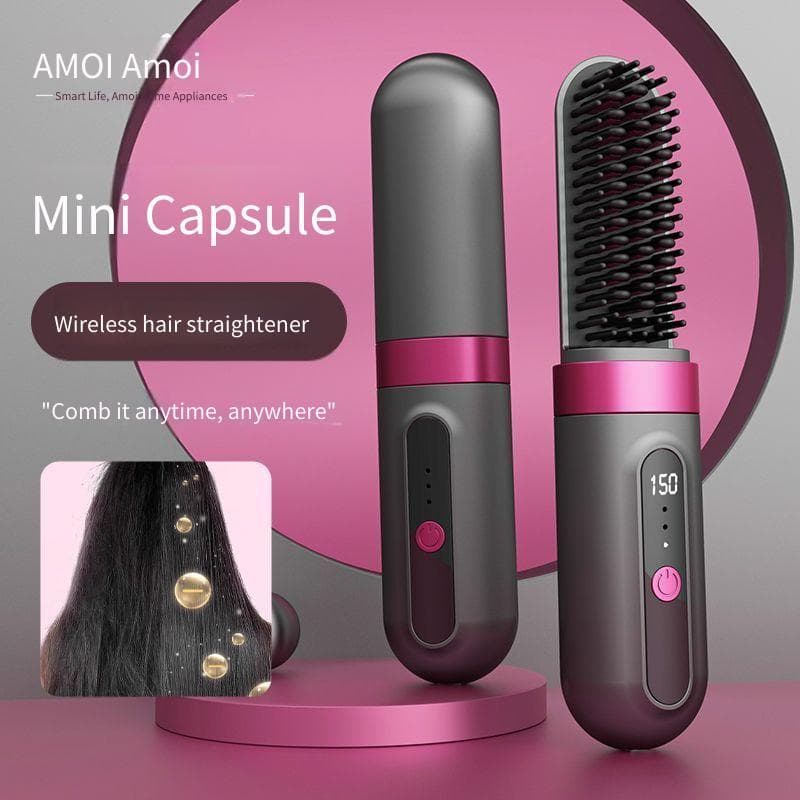 Pente alisador de alta qualidade, sem fio, recarregável, pente de corte de cabelo, íon negativo, não machuca o cabelo, c