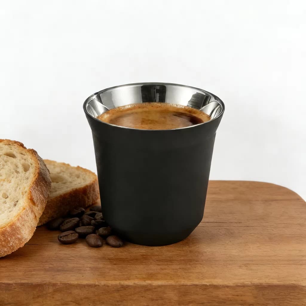 Xícara Térmica Inox 160ml Copo Pixie Parede Dupla Café Nespresso Não Esquenta a Mão Copo Premium