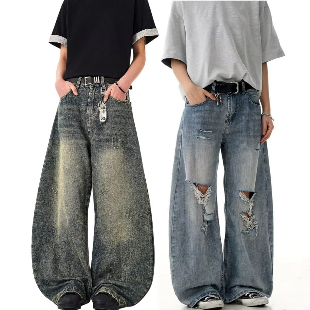 Calças jeans Largas Americanas Retrô De Perna Larga Grandes Casuais Soltos