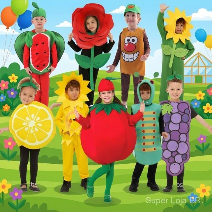 Fantasia de frutas e vegetais para o dia das crianças, fantasia de cosplay para jogos de interpretação de papéis, fantas
