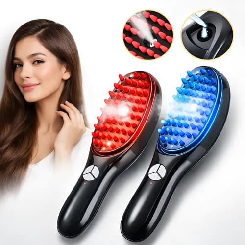 Escova Massageadora Capilar 4 Em 1 Led Terapêutica Cabelo
