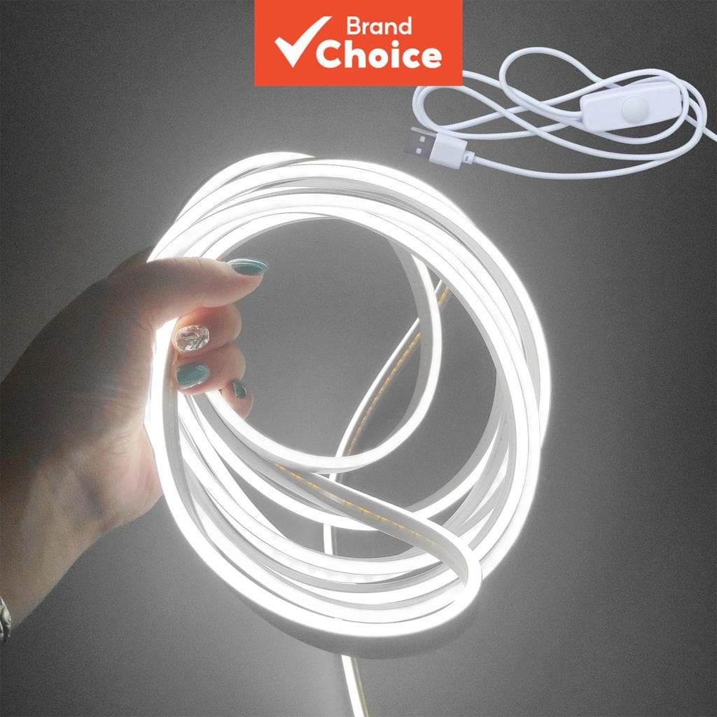 Tira de Neon LED COB de 5V com interruptor, luz de silicone flexível, 288 LEDs/m, iluminação linear, fita LED à prova