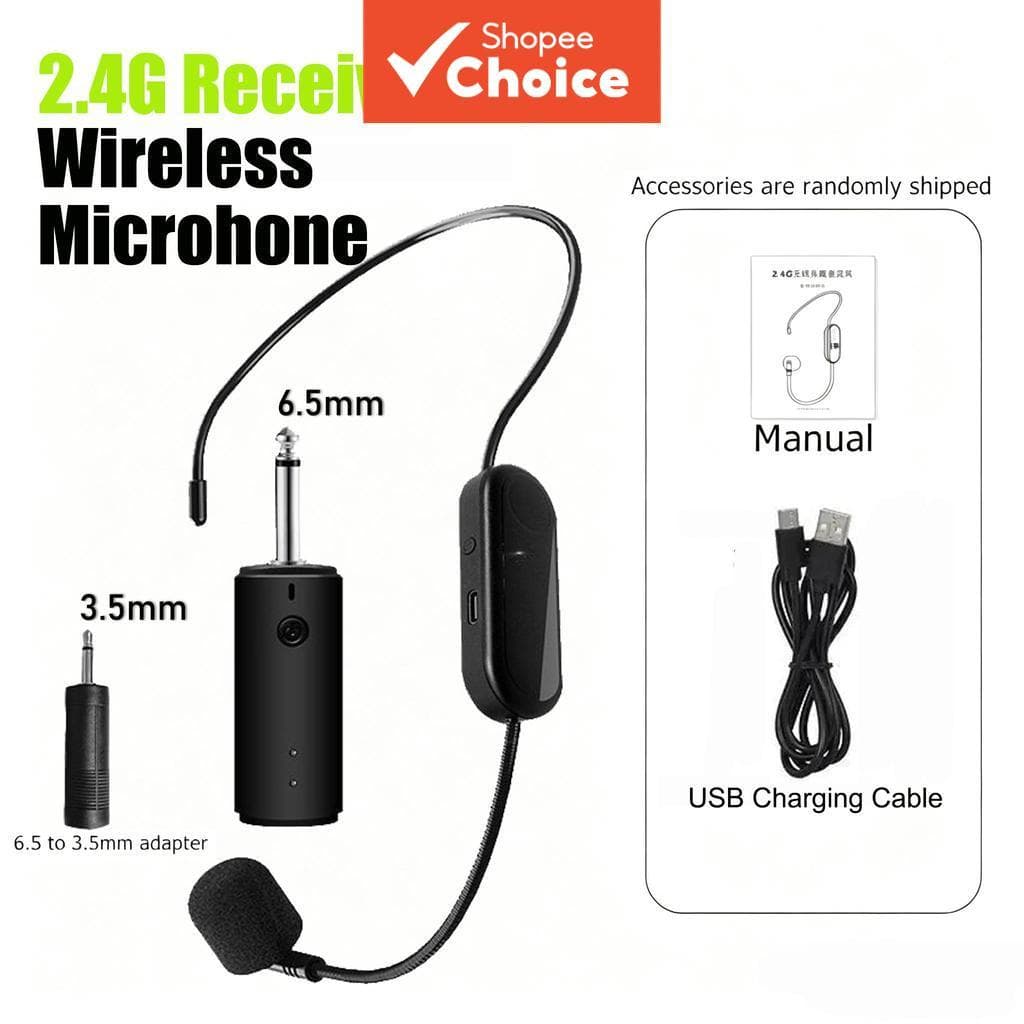 Microfone De Fone De Ouvido Sem Fio 2.4G Com Receptor Para Professor Ensinando Amplificador De Voz Alto-Falante Pro