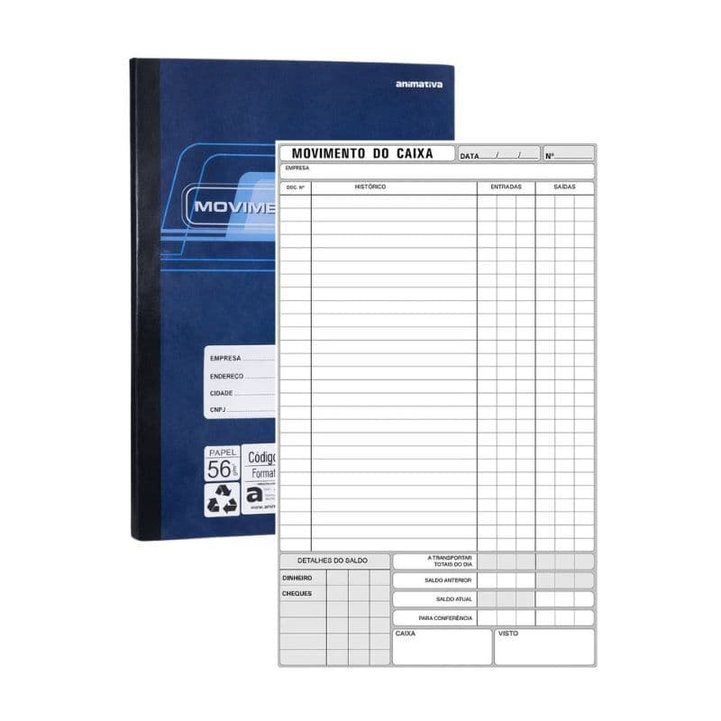 Livro de Movimento Controle de Caixa Capa Dura 100 Folhas