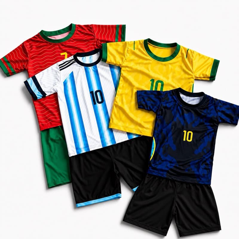 Conjunto Infantil Futebol Camisa e Shorts Brasil Argentina Portugal Kit Esportivo Masculino Tamanhos 2 ao 14