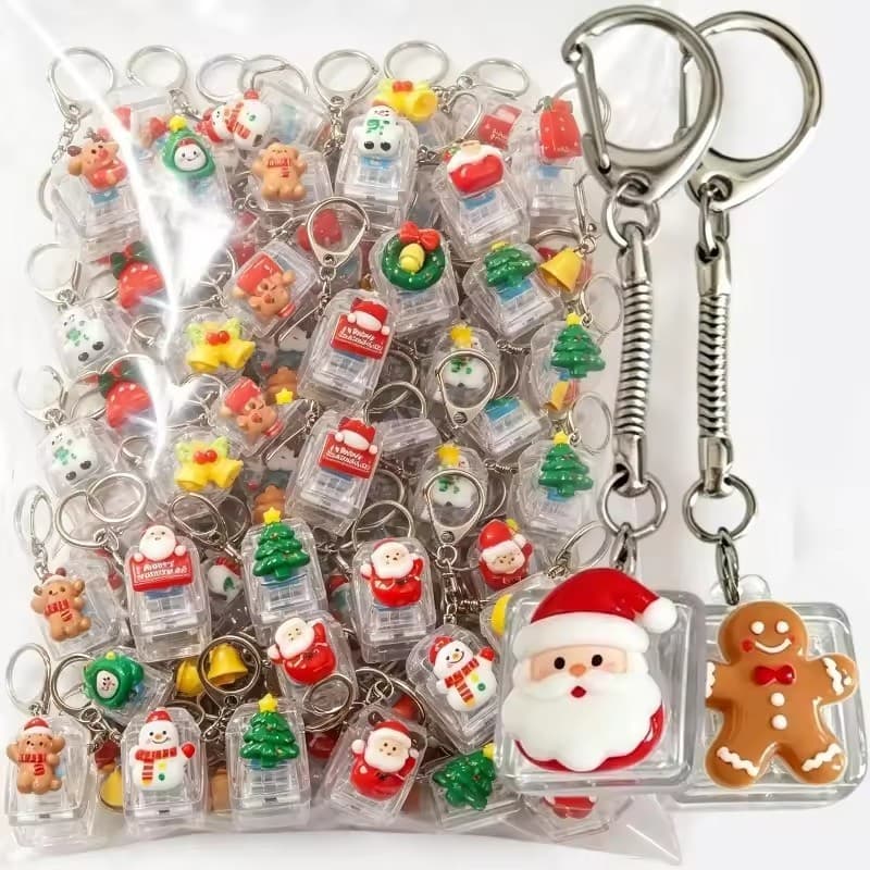 Chaveiro De Brinquedo De Desenho Animado De Natal-Liga De Acrílico Transparente 1 Tecla/4 Teclas Design Alívio Do Estres
