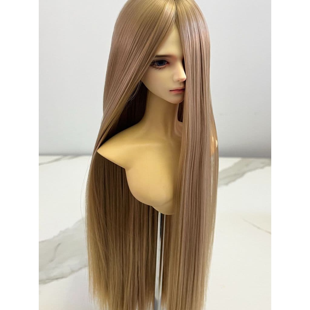 Kaige BJD boneca peruca longo cabelo reto puro franja simulação couro cabeludo macio seda de alta temperatura macio três