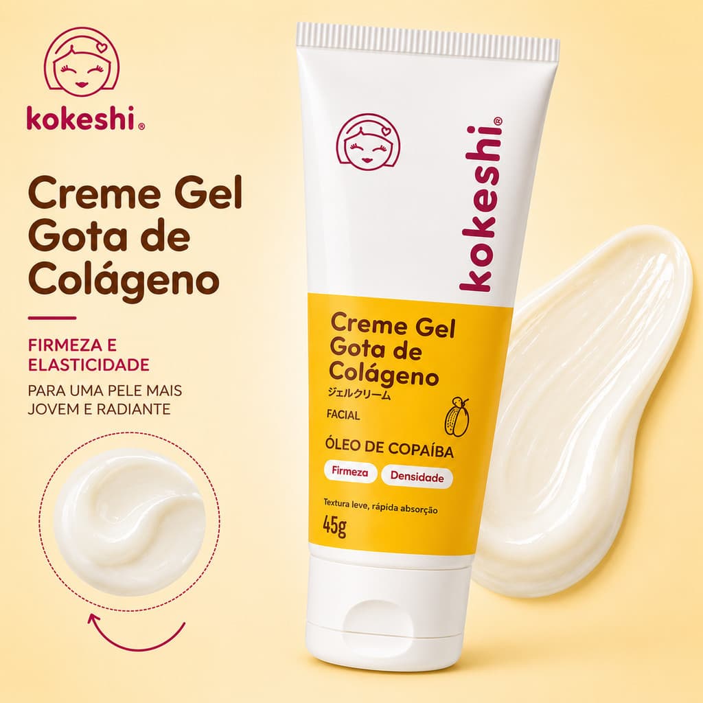 Hidratante Facial Gota de Colageno KOKESHI Cosméticos Creme Facial Regenerador 45g Creme Hidratante Facial