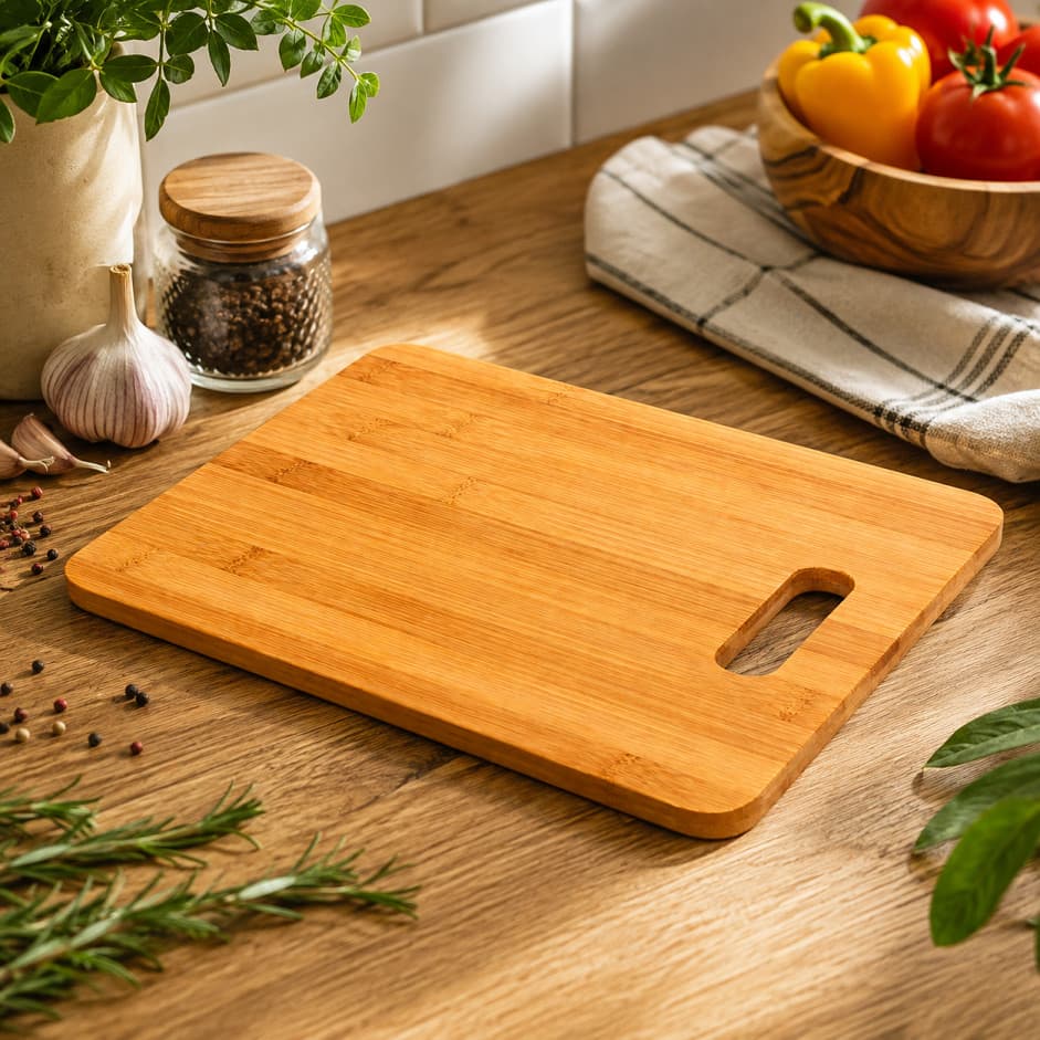 Tábua Bambu Alça Retangular Carne Legumes Fruta Corte  Alimento Cozinha Churrasco
