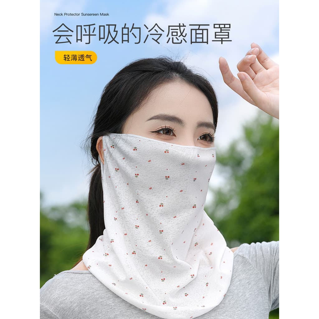 Verão rosto cheio protetor solar máscara feminina condução equitação Anti-sol Floral babador véu máscara pescoço proteçã