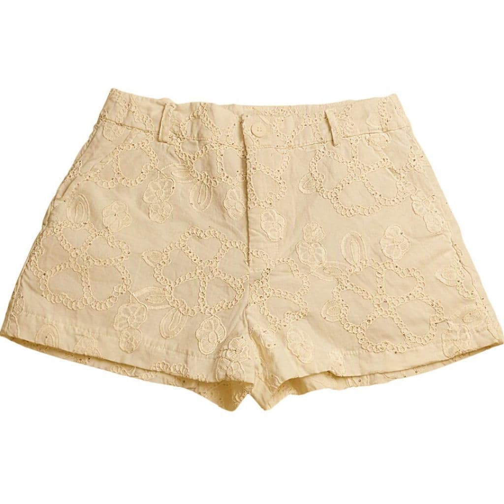 Shorts Rendado com Brilho em Algodão Blogueira Off White 38 ao 46 P M G