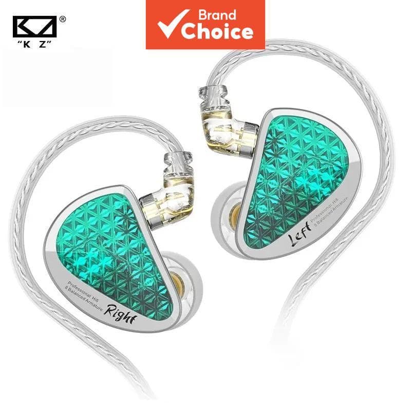 KZ AS16 PRO Fones De Ouvido Com Fio TWS 8BA Armadura Balanceada Híbrida HiFi Estéreo Monitor Intra-Auricular IEM 2PIN Ca