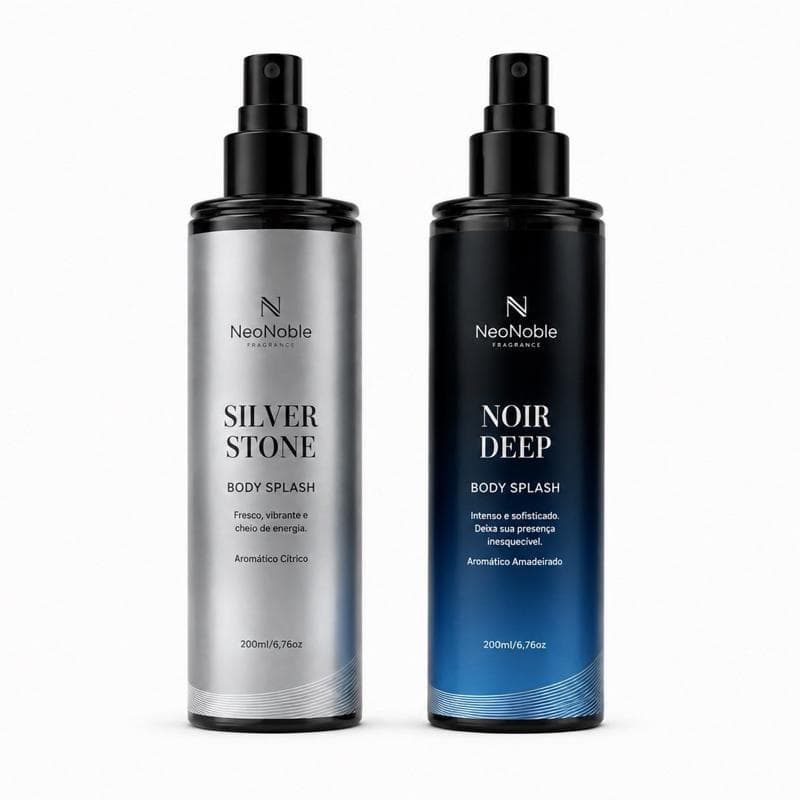 Kit Body Splash Masculino 200 ml Perfumes Silver Stone Sauvage e Noir Deep 212