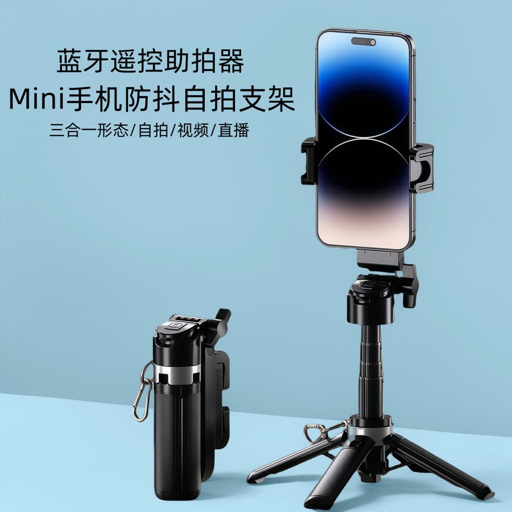 Bastão de selfie para celular M1mini, ferramenta de selfie portátil mini, suporte para transmissão ao vivo, estabilizado