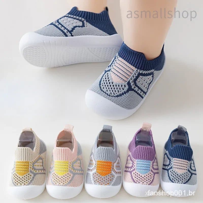Sapatos De Bebê Meias De Berço Antiderrapantes Para Bebês Com Sola De Borracha Crianças Meninas Malha Meninos Fundo Maci