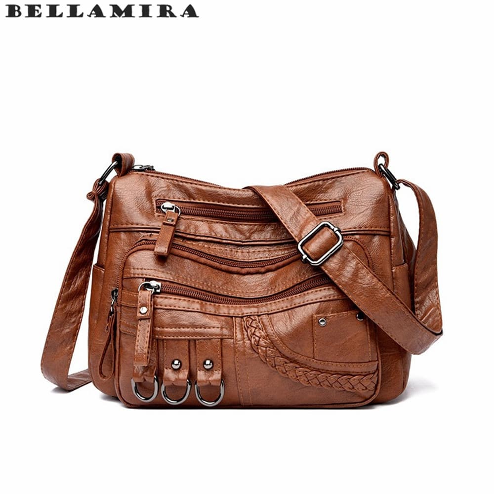 Bolsas De Crossbody Bolsa De Ombro Tiracolo Transversal De PU Couro Flexível Impermeável Para Mulheres Casual Média